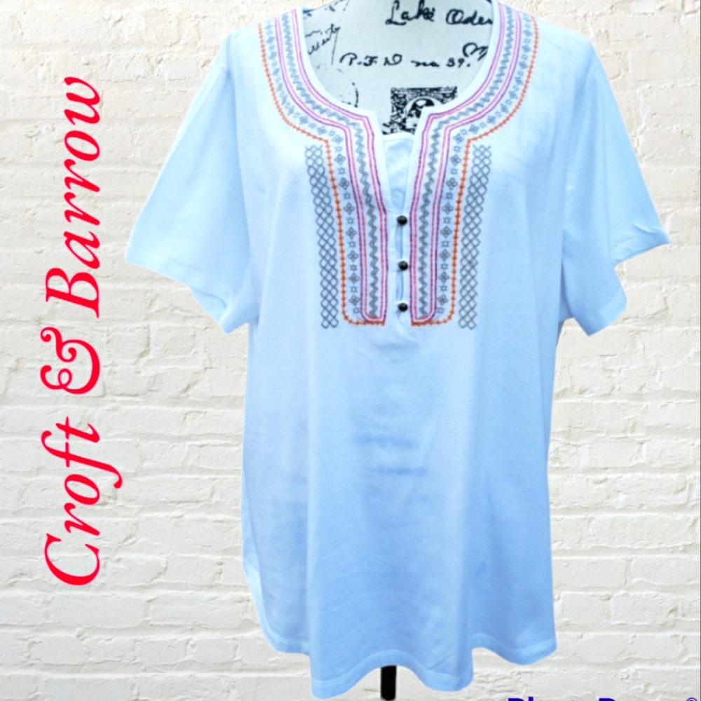 Womens Croft & Barrow Cross-stitch Top